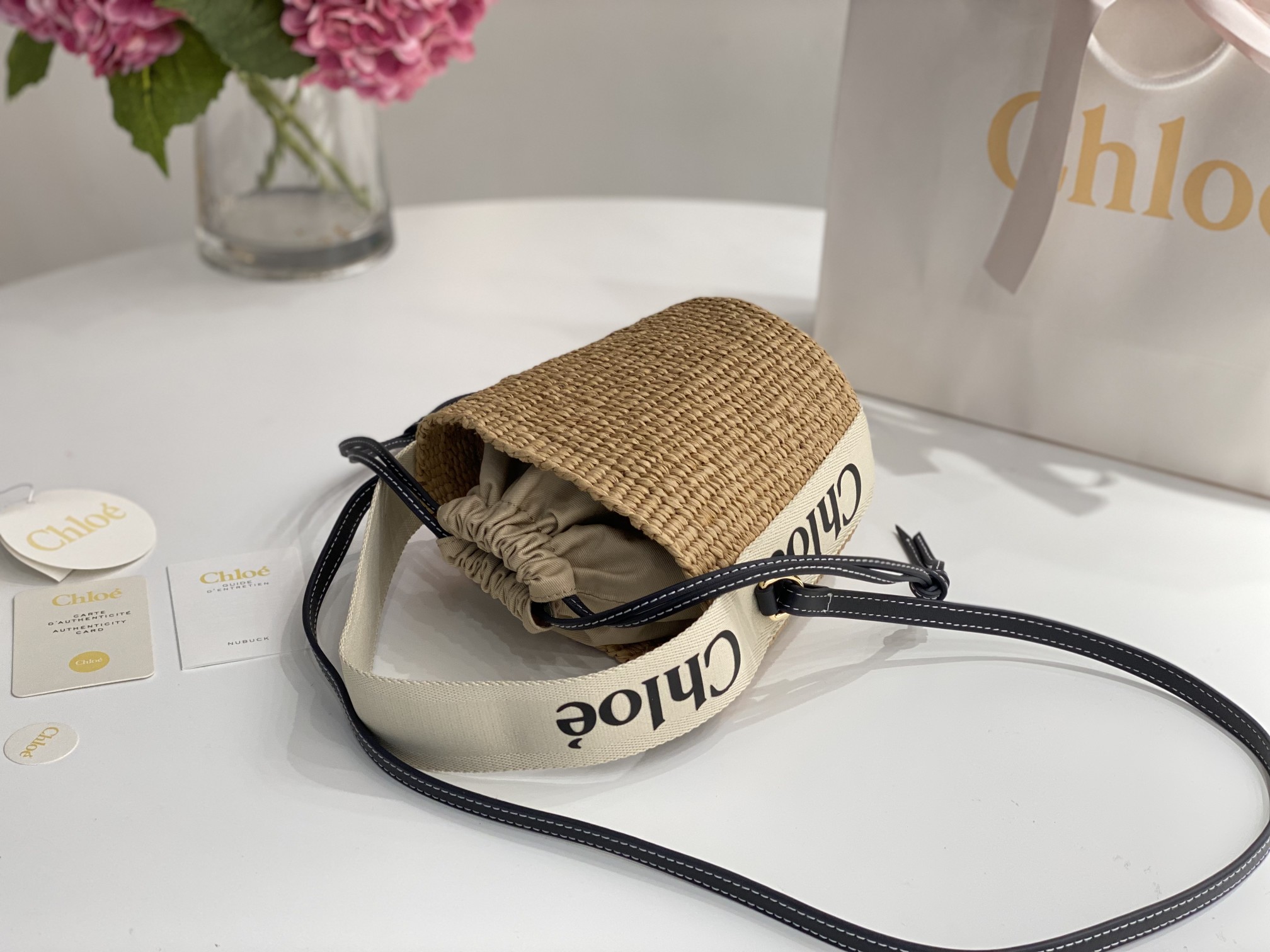 Chloe Small Woody Basket In Natural Fibers 